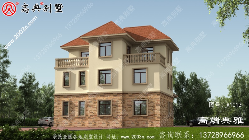 欧式三层自建别墅建筑设计图及效果图