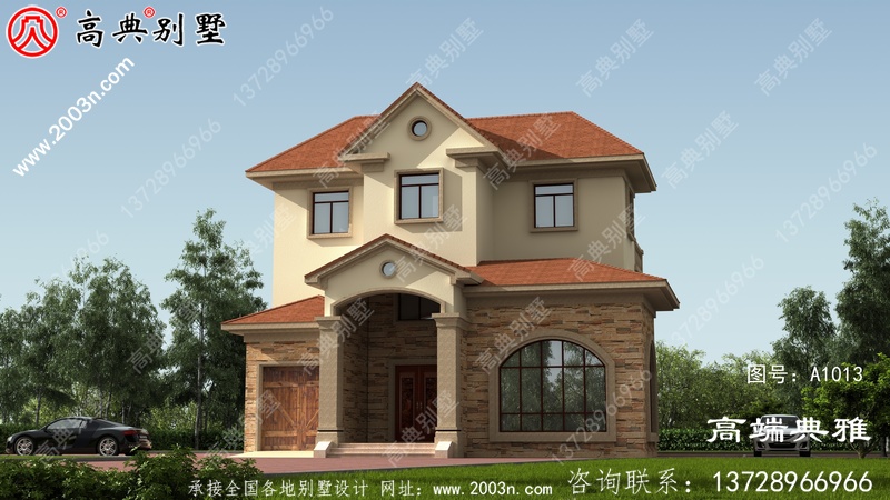 欧式三层自建别墅建筑设计图及效果图