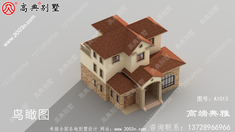 欧式三层自建别墅建筑设计图及效果图