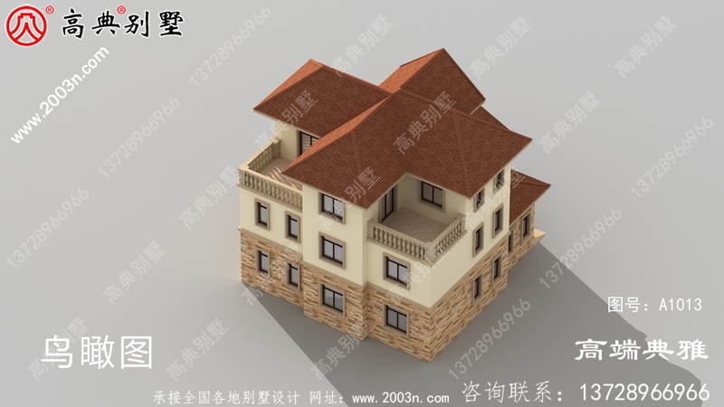 欧式三层自建别墅建筑设计图及效果图