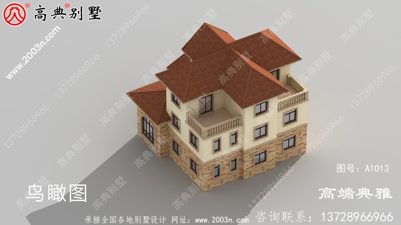 欧式三层自建别墅建筑设计图及效果图