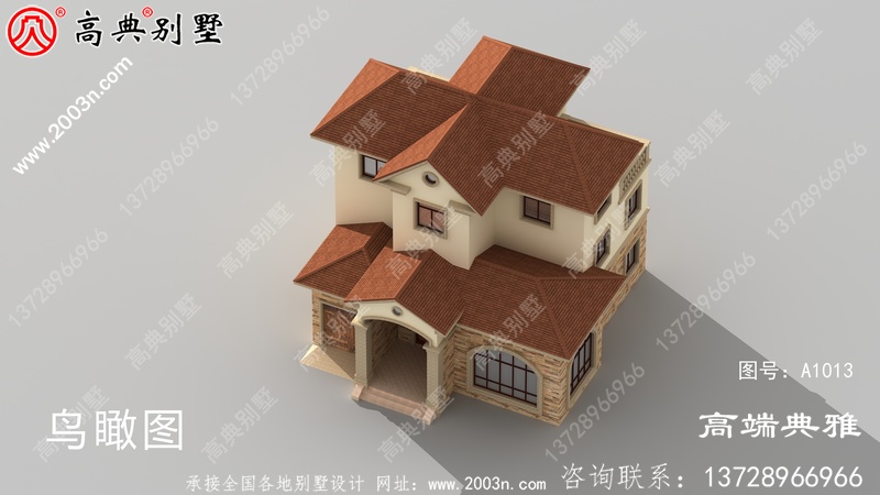 欧式三层自建别墅建筑设计图及效果图