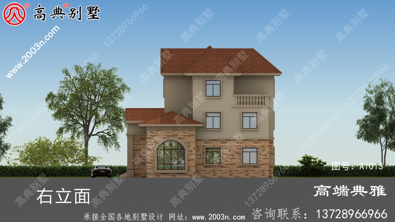 欧式三层自建别墅建筑设计图及效果图