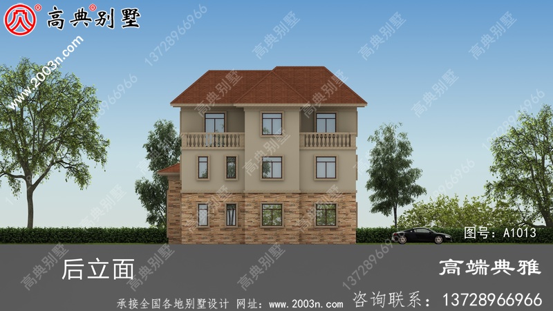 欧式三层自建别墅建筑设计图及效果图