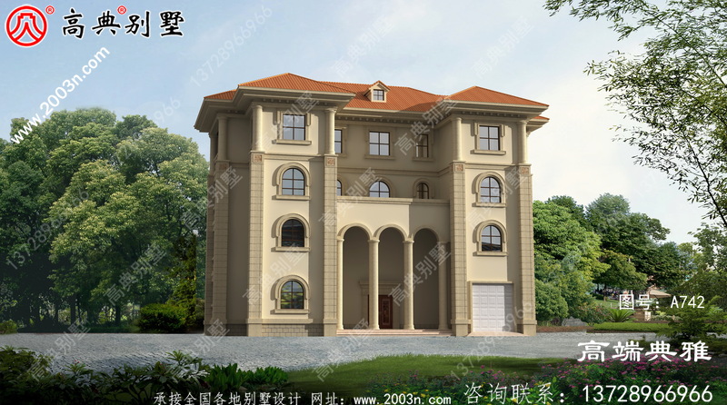 法式别墅设计纸带效果图,设计方案展示三层别墅 法式别墅设计纸带效果图,设计方案展示三层别墅