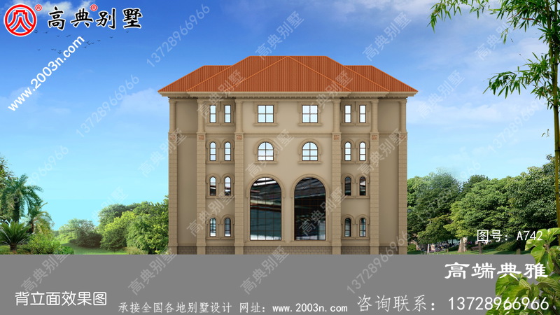 法式别墅设计纸带效果图,设计方案展示三层别墅