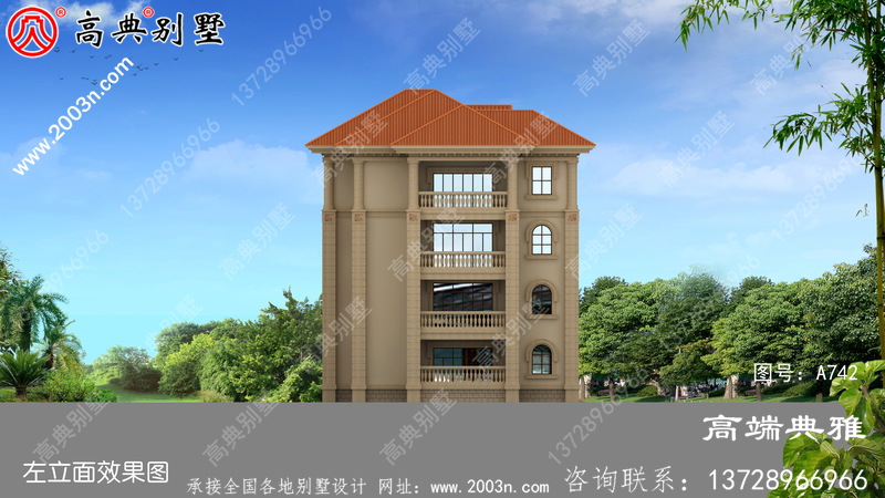 法式别墅设计纸带效果图,设计方案展示三层别墅