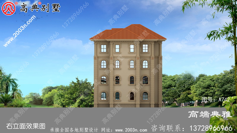 法式别墅设计纸带效果图,设计方案展示三层别墅