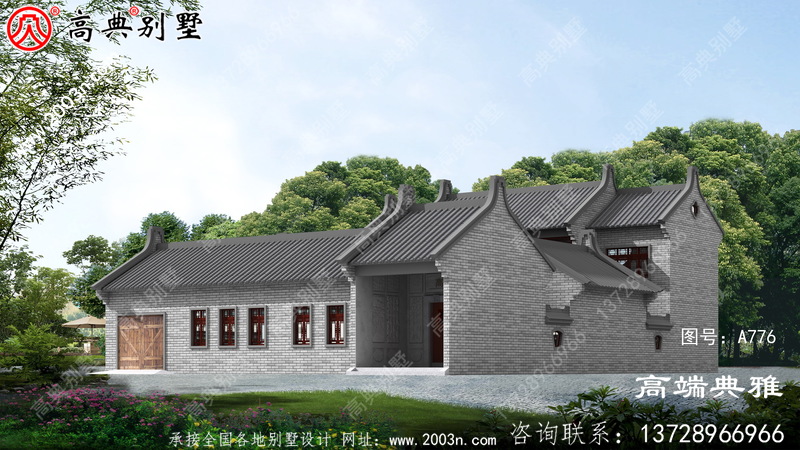 新中式两层别墅的设计图，占地419平方米