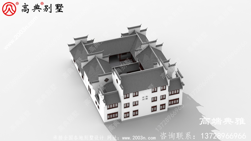 新农村中式三层住宅设计图纸(含效果图)